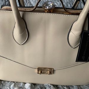 Beautiful bling cream handbag with strap